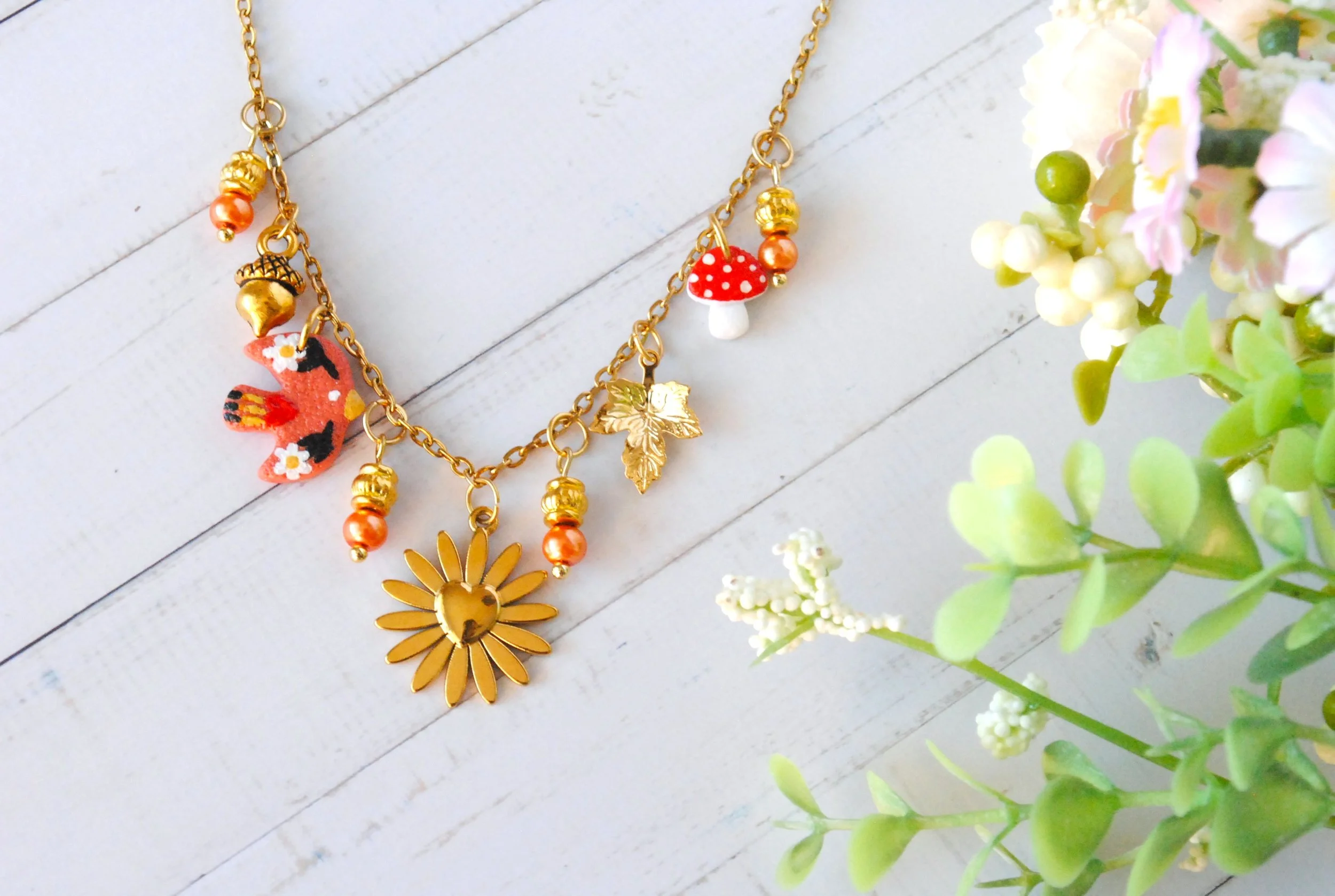 Collier Coeur Fleur (or)