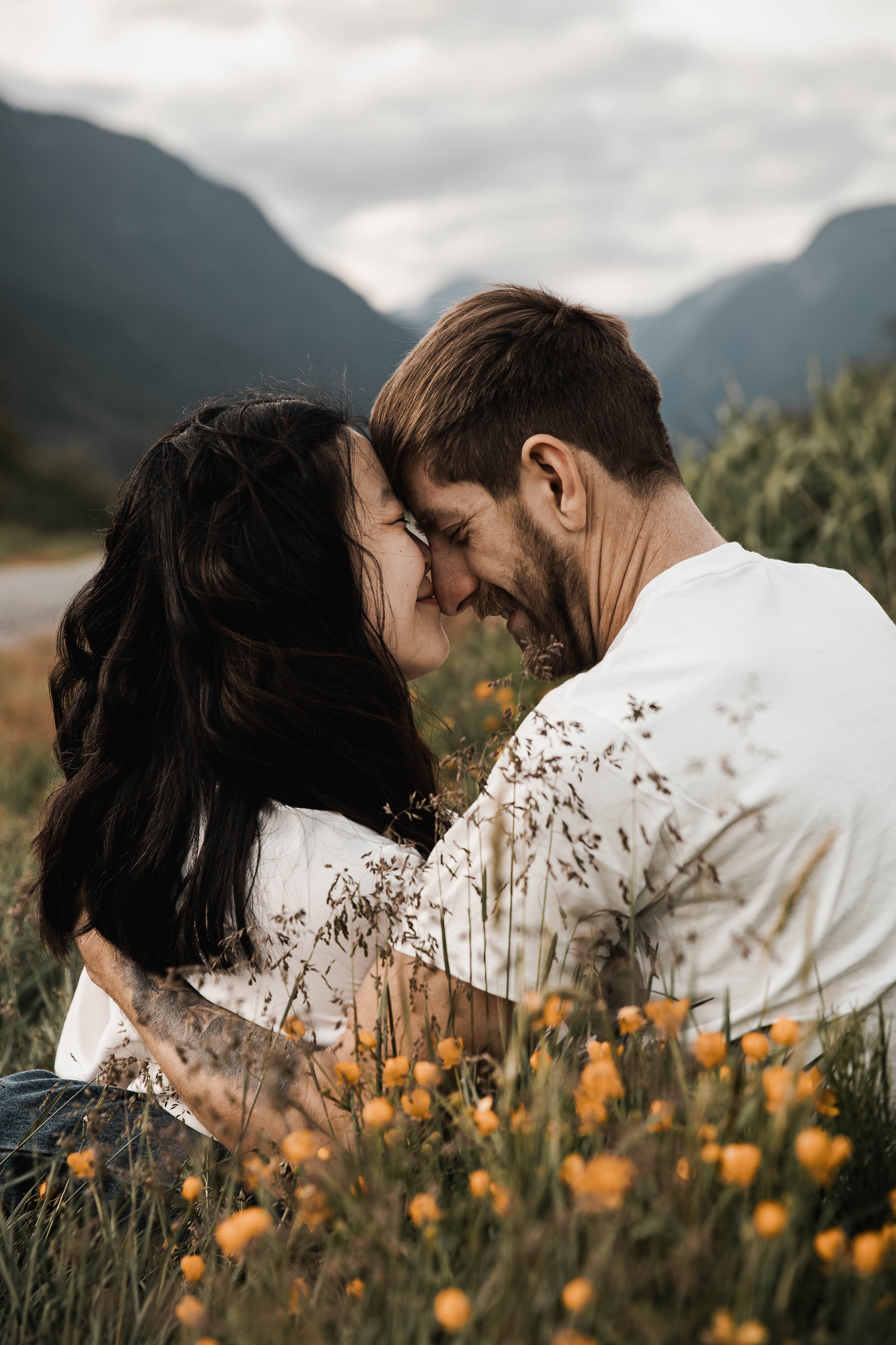 Golden hour couple portraits at Pitt Lake by Messmer Meadows Photography.