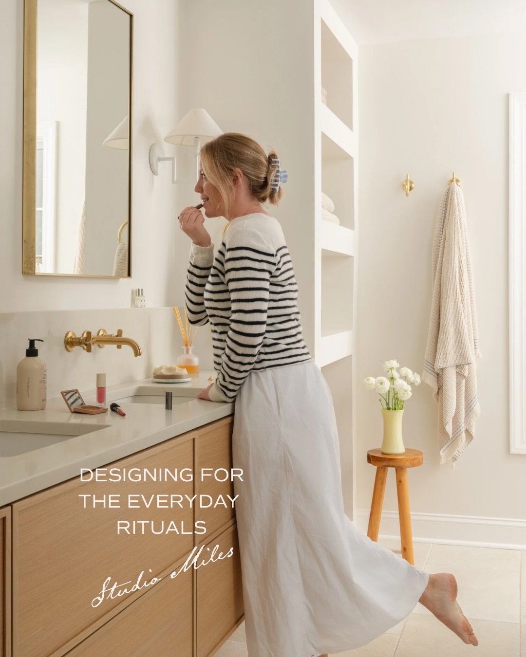 When I design a space, I think about the everyday moments that will happen within it. Getting ready in the morning. Reaching for a towel. A few minutes to yourself.

Those moments shape the design: where the lighting falls, what belongs within reach,