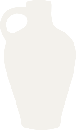 Silhouette of a decorative pitcher or vase with a handle and narrow opening