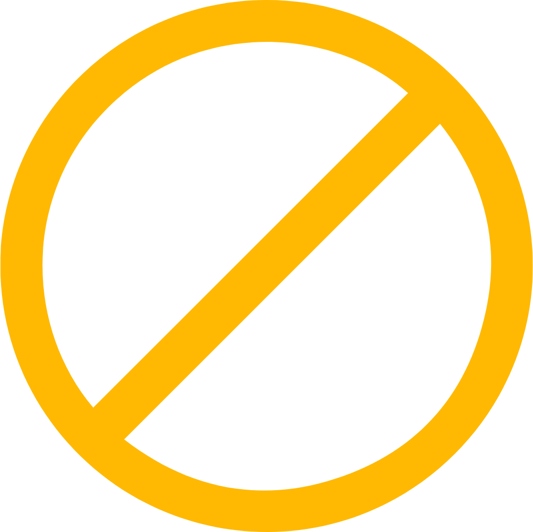 Symbol indicating no to mental health issues, with a silhouette of a human head and gears inside, crossed out by a yellow circle and line.