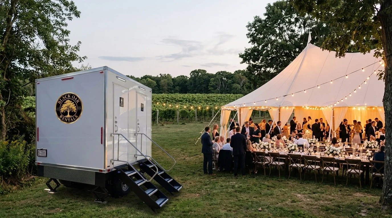 Upscale mobile restroom trailer for private events and celebrations in Suffolk County, NY