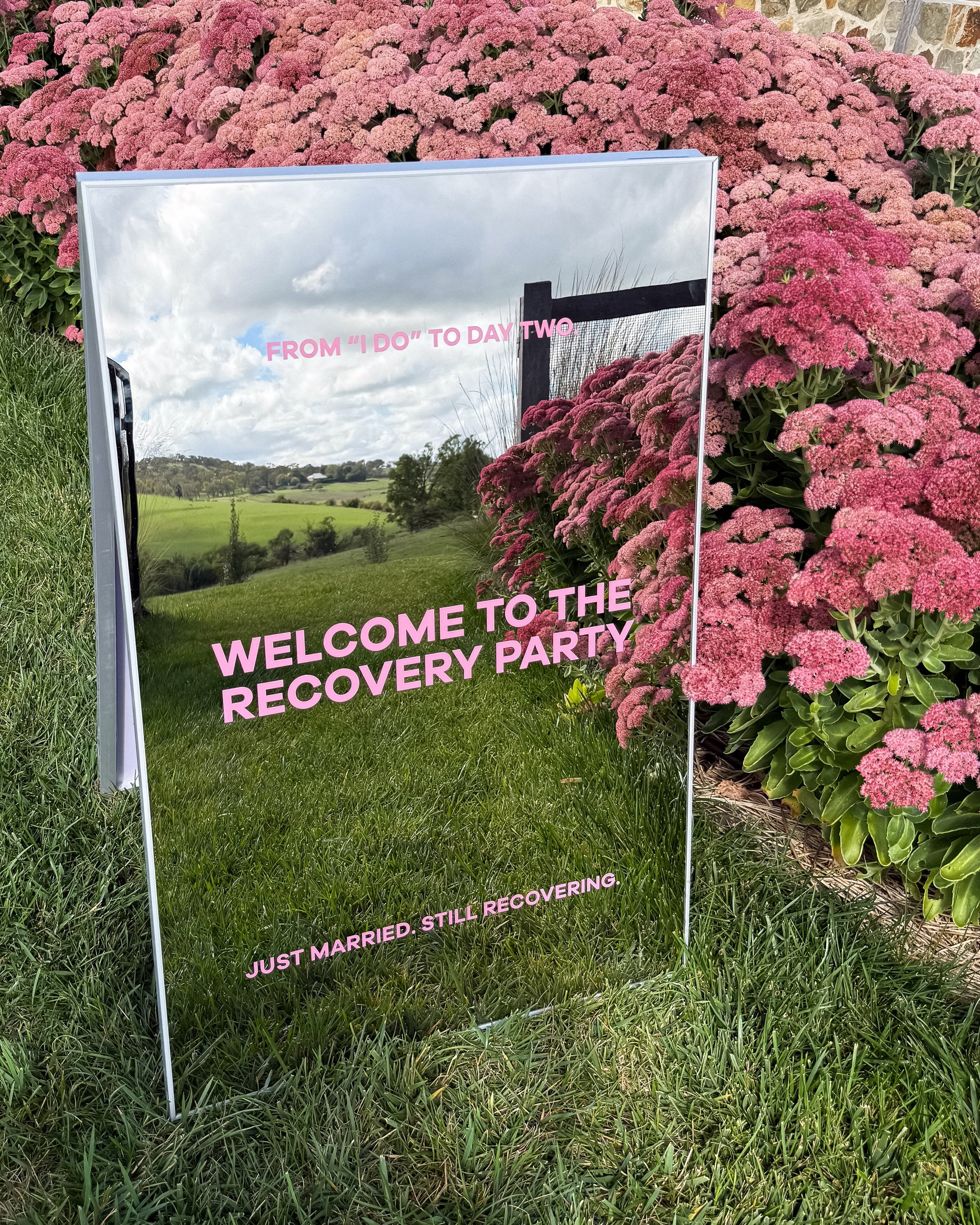 All eyes on the A-frame ✨

More than a welcome sign, it&rsquo;s a keepsake you&rsquo;ll have forever. Each one is designed from scratch in your choice of mirrored, chrome, brushed steel or coloured acrylic, and shipped anywhere in Australia.

Now boo