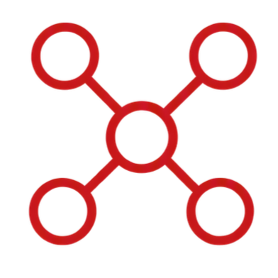 Diagram of a central atom connected to five surrounding atoms, representing a molecular structure.