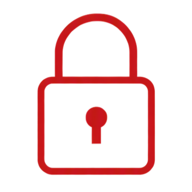 Red padlock icon with open shackle.