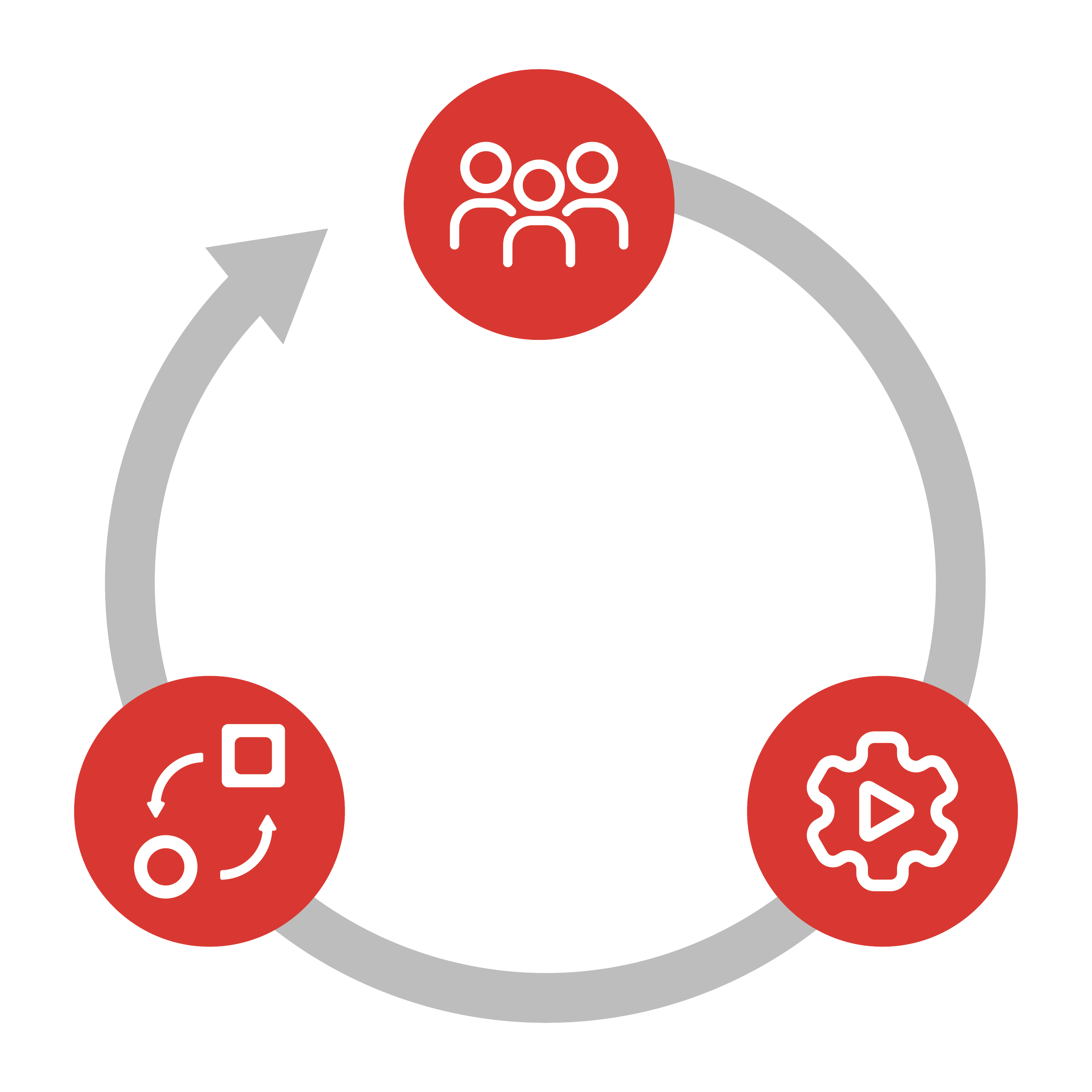 Diagram showing process flow from customer inquiry to delivery, with icons of a magnifying glass, clock, checkmark, truck, and package in a cycle.