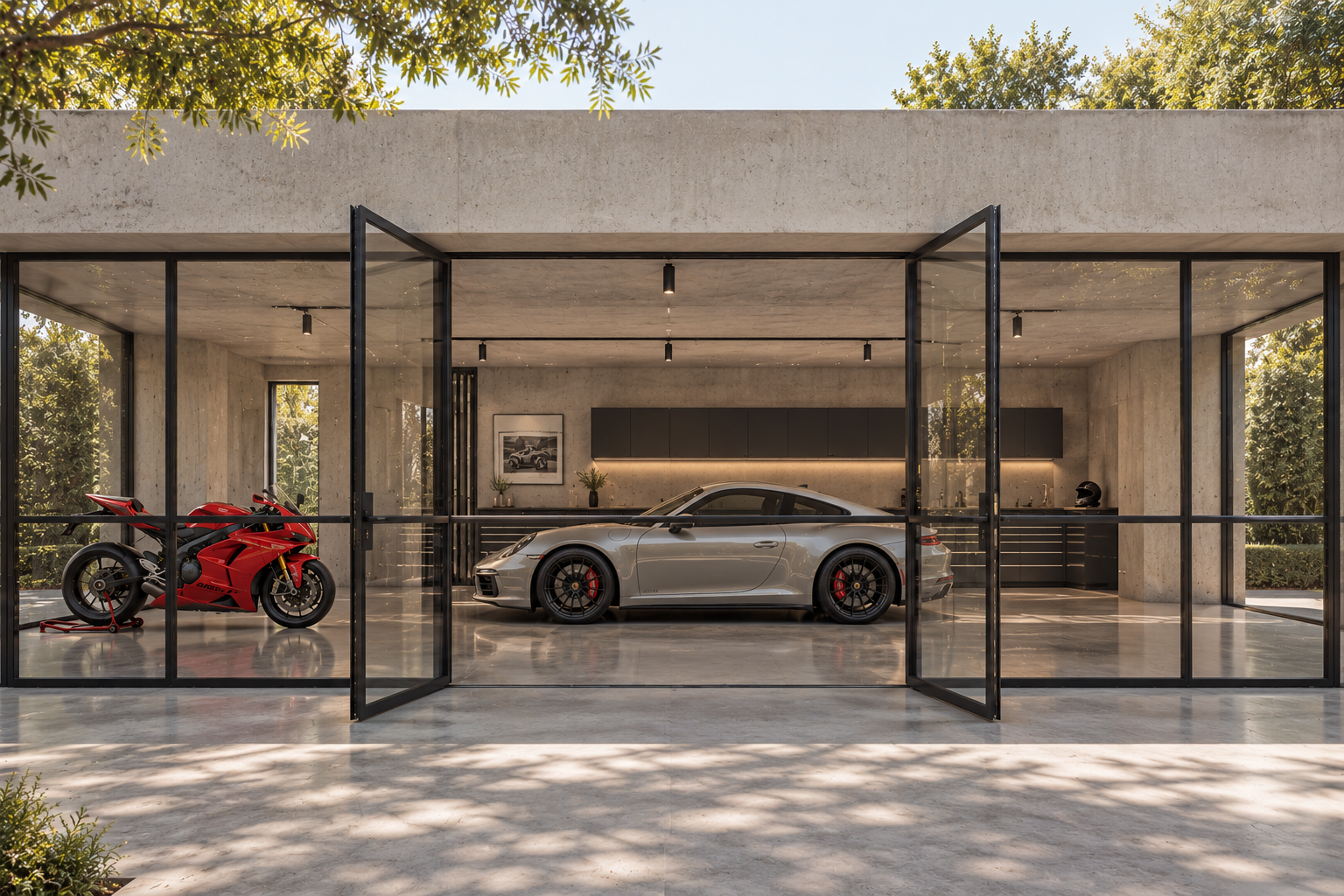 Porsche ducati steel glass modern door frema