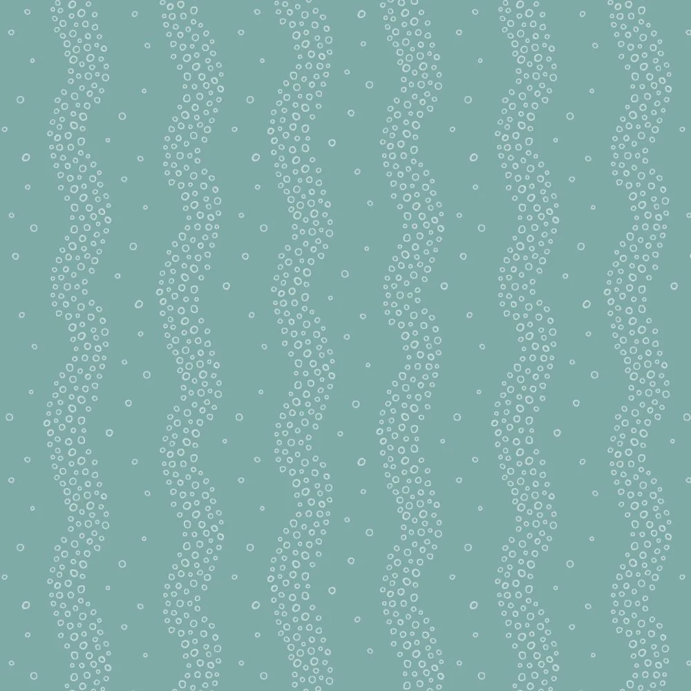 Flowing Bubbles · blender: wavy lines of pearl bubbles on teal