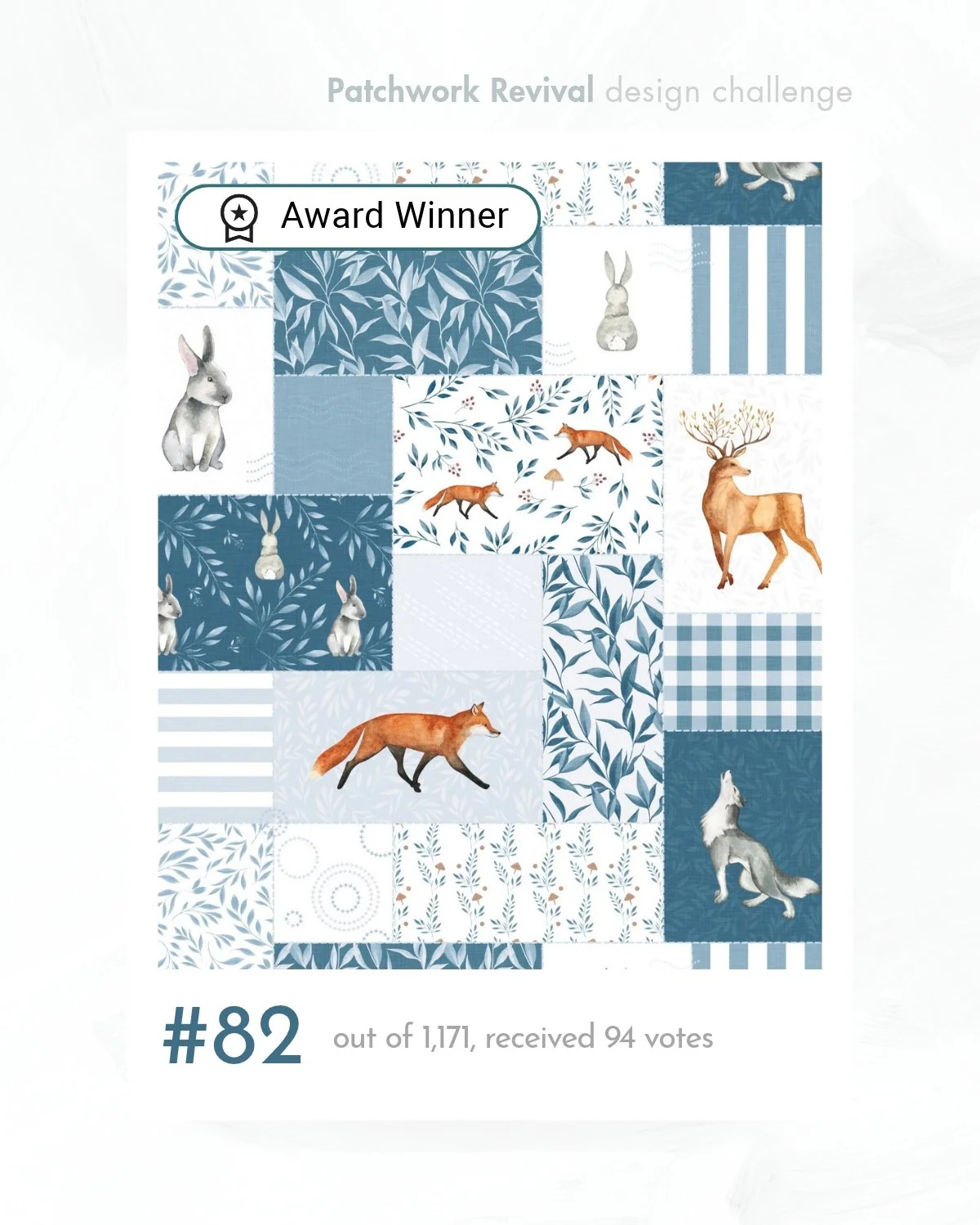 My 5th Top 100 finish on Spoonflower! 🥹✨

And can we talk about these numbers for a second? 😂
This design placed 82nd out of 1,171 entries in the Patchwork Revival Challenge. My previous placements were 28, 9, 91, and 96.

There is something about 
