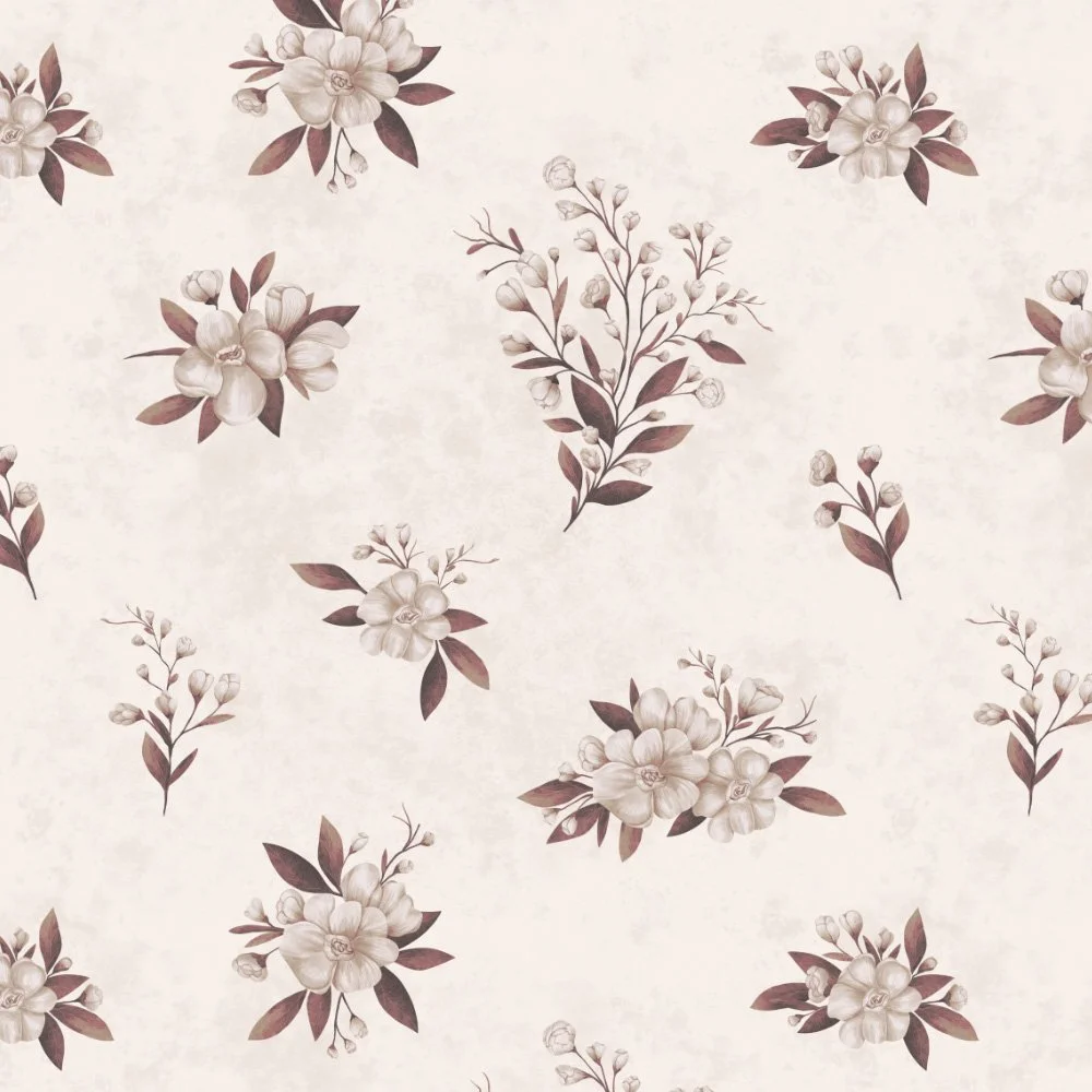 Rustic Bouquets · coordinate: mauve and rosewood wildflower bouquets on warm cream