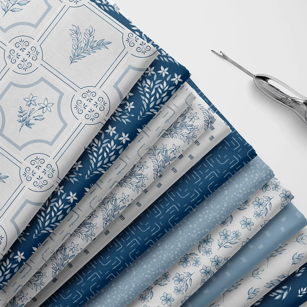 Porcelain Heirloom watercolor pattern inspired by Delft tiles and porcelain tableware