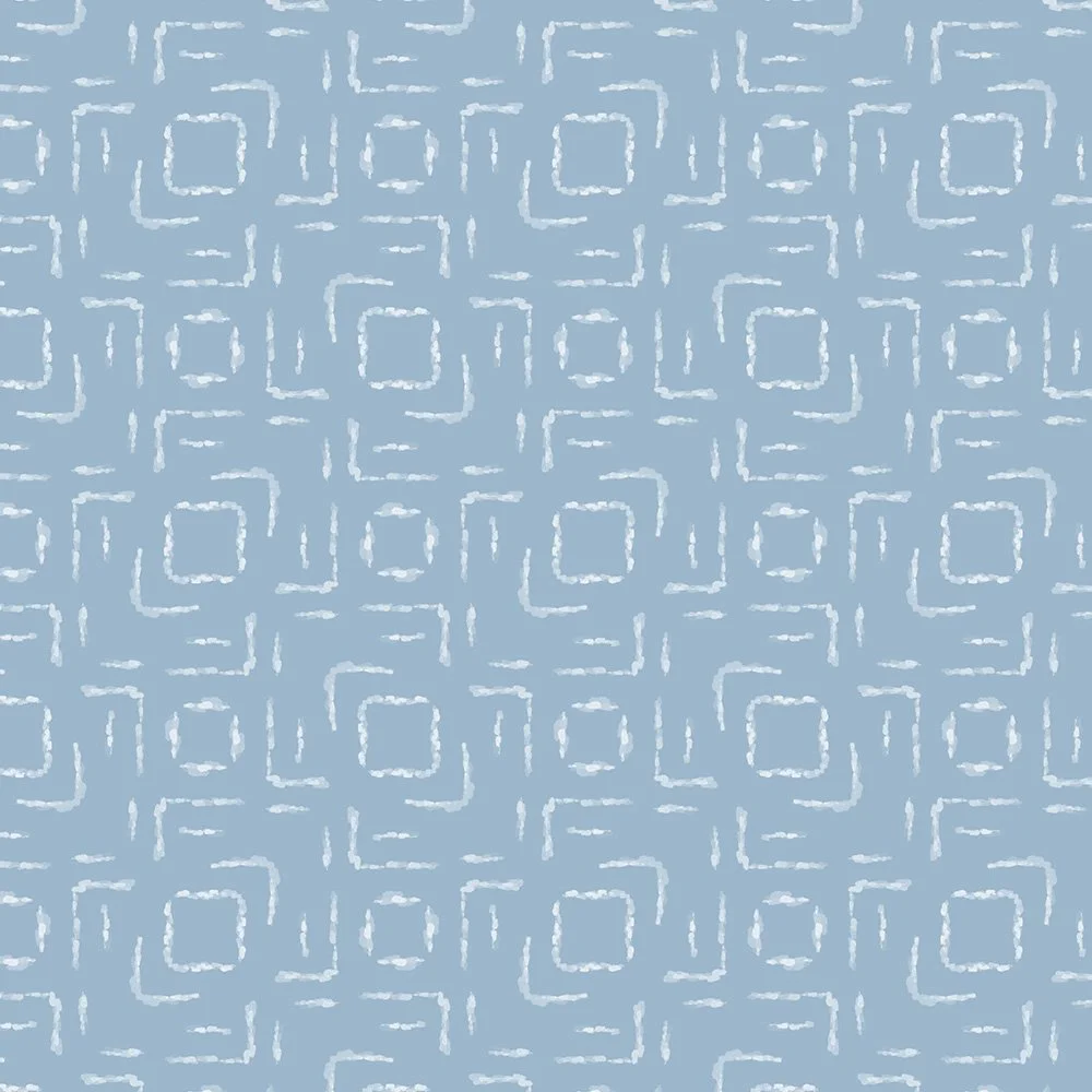 Porcelain Maze · blender: white maze-like brushstroke geometric on soft blue