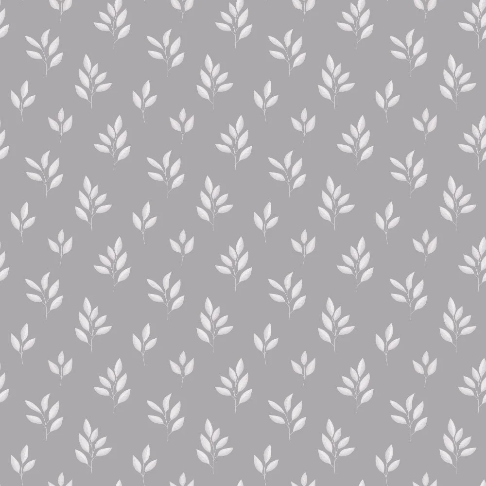 Tiny Leaves · blender: tiny white leaf sprigs on soft grey