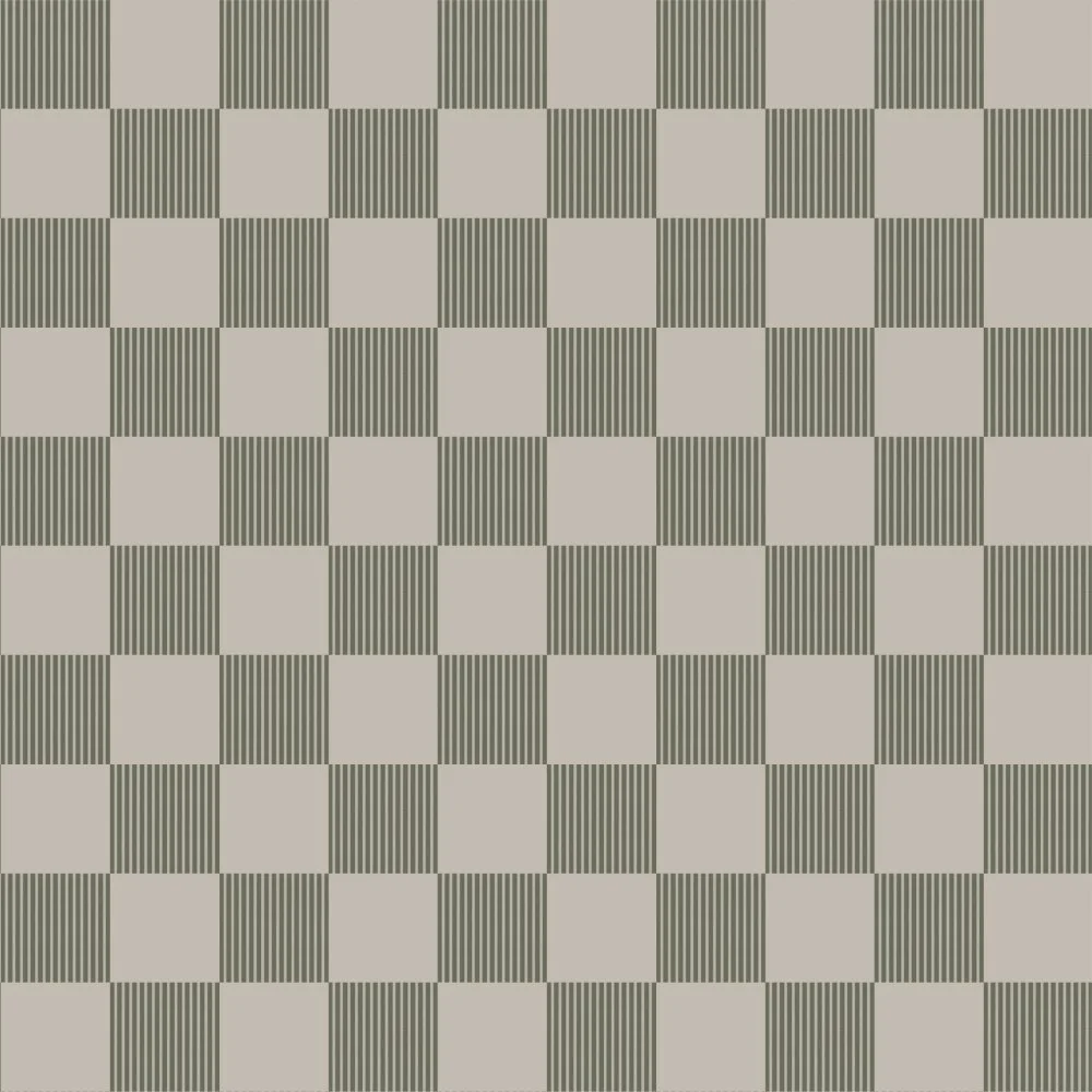 Striped Forest Check · blender: sage and taupe checkerboard with fine stripes