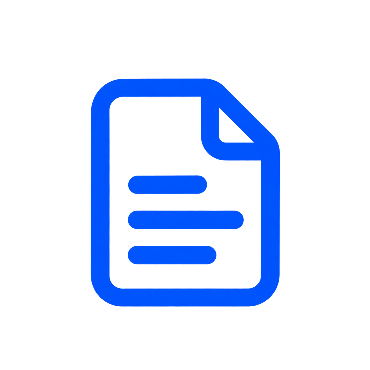 Blue digital icon resembling a PDF document with three horizontal lines indicating text.