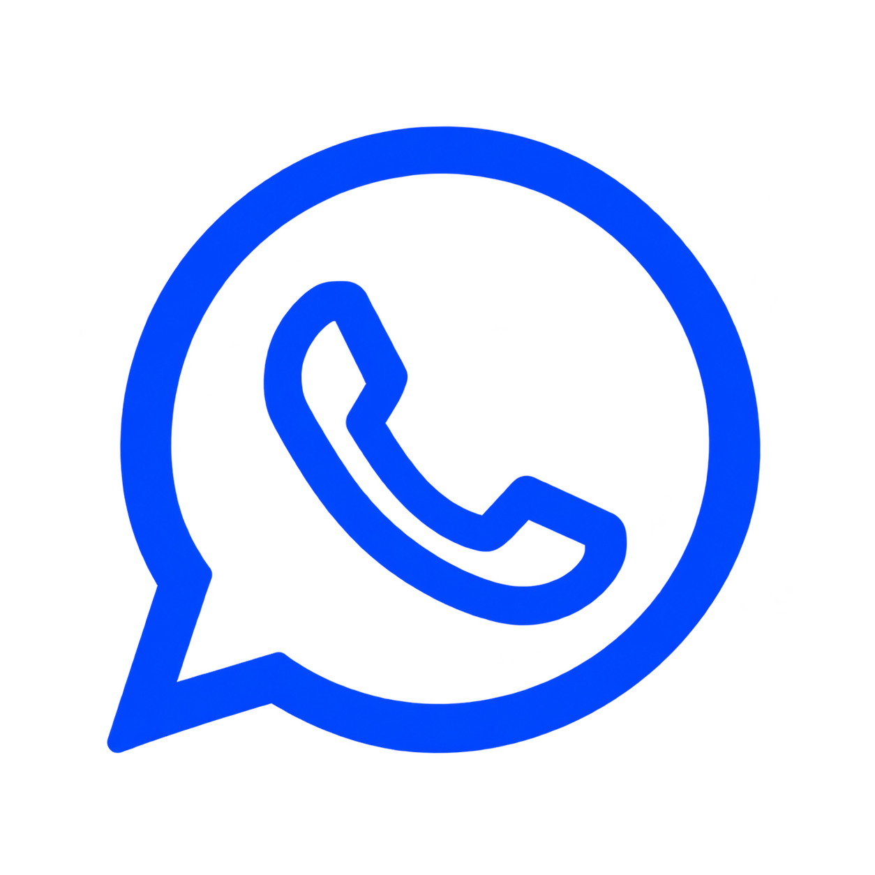 Blue illuminated WhatsApp logo with a speech bubble and phone icon.