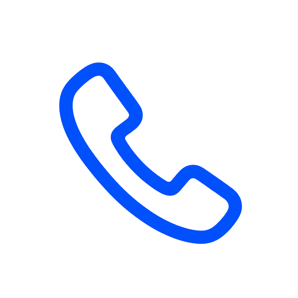Blue neon outline of a telephone handset on a black background
