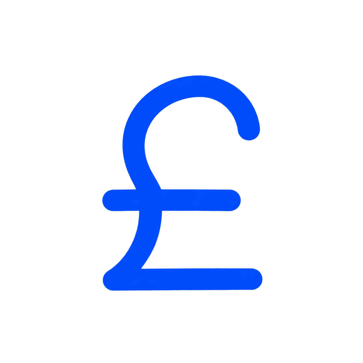 Blue British pound currency sign with digital screen in the background.