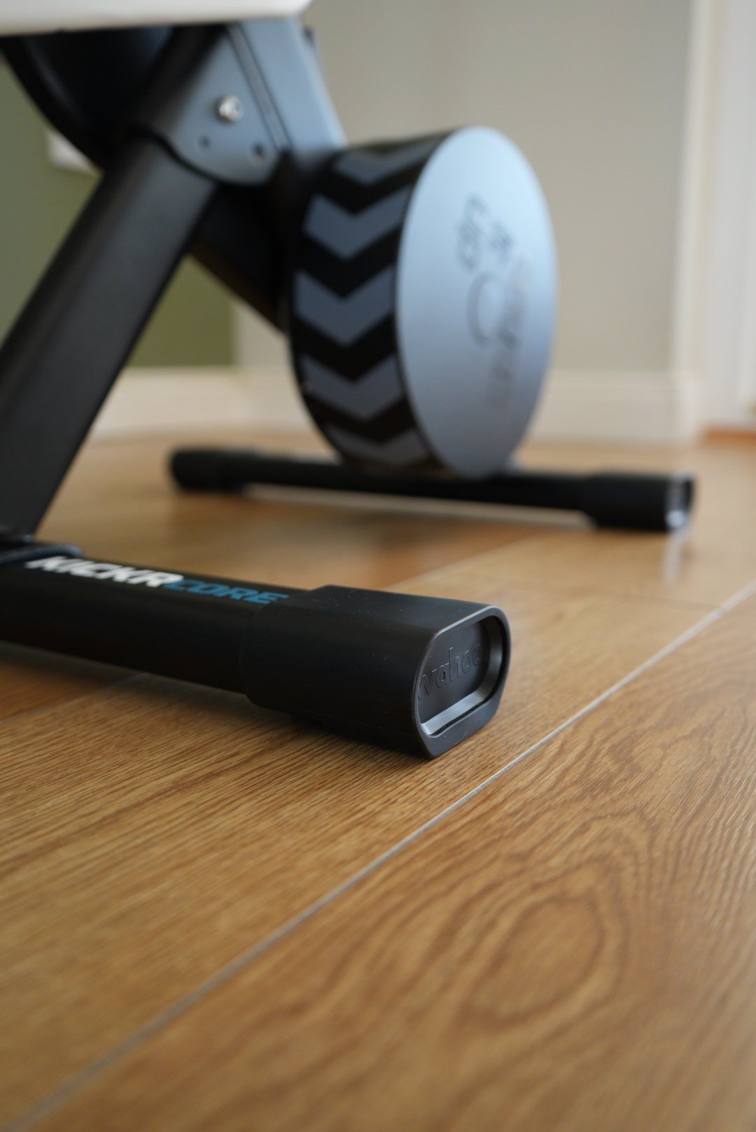 Wahoo KICKR CORE 2 stock rubber foot on the end of the trainer leg