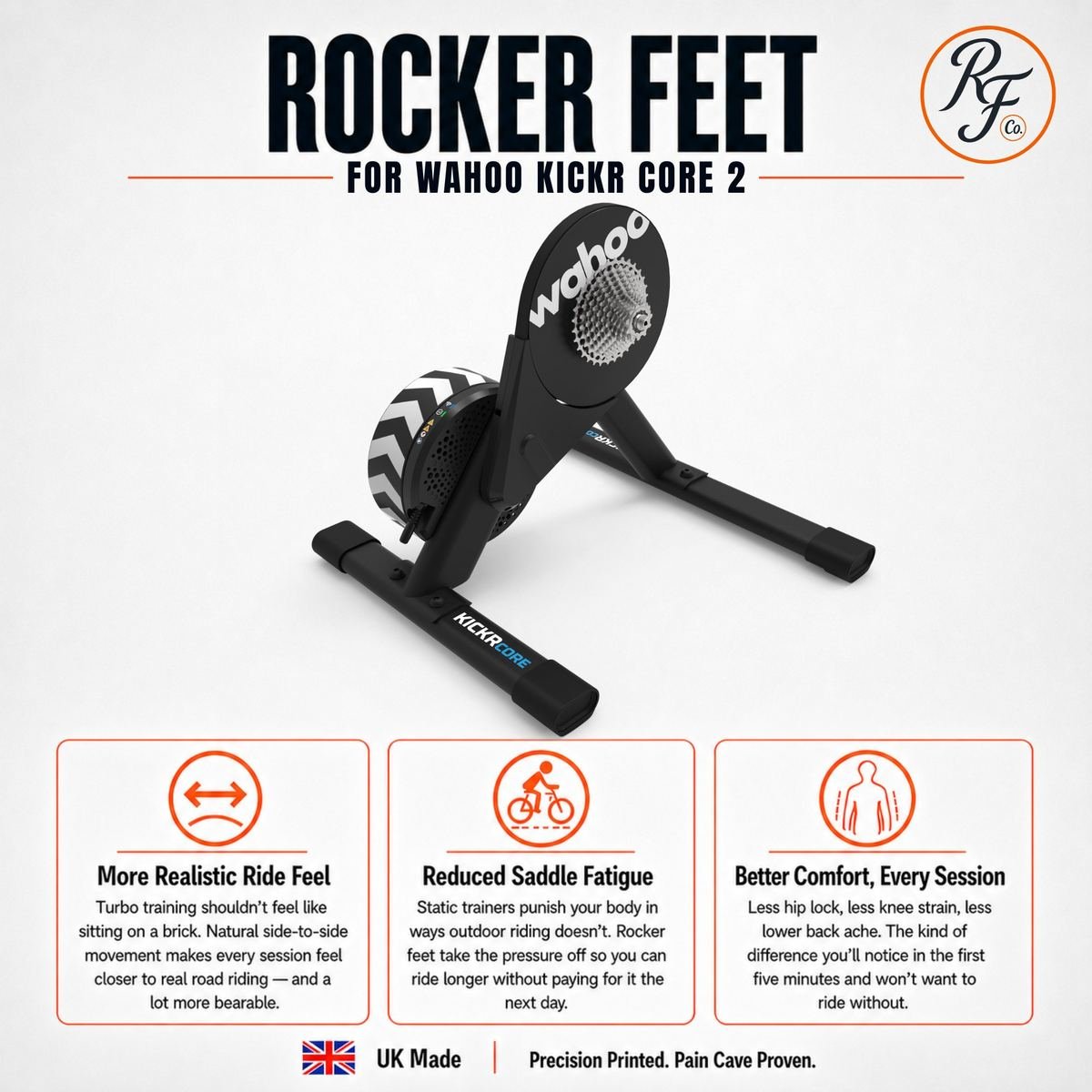 Rocker feet for the Wahoo KICKR CORE 2 indoor trainer