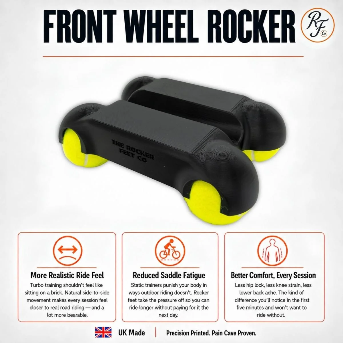 Front wheel rocker for indoor cycling trainers
