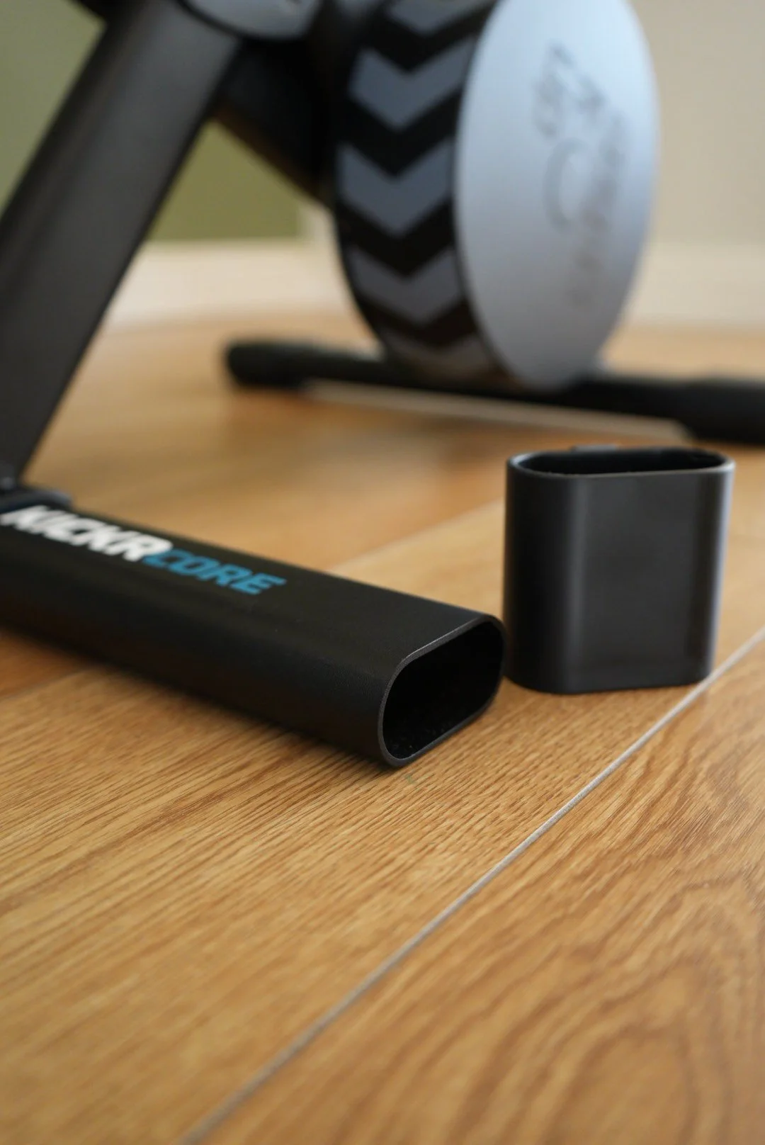 Wahoo KICKR CORE 2 trainer leg with the stock rubber foot removed