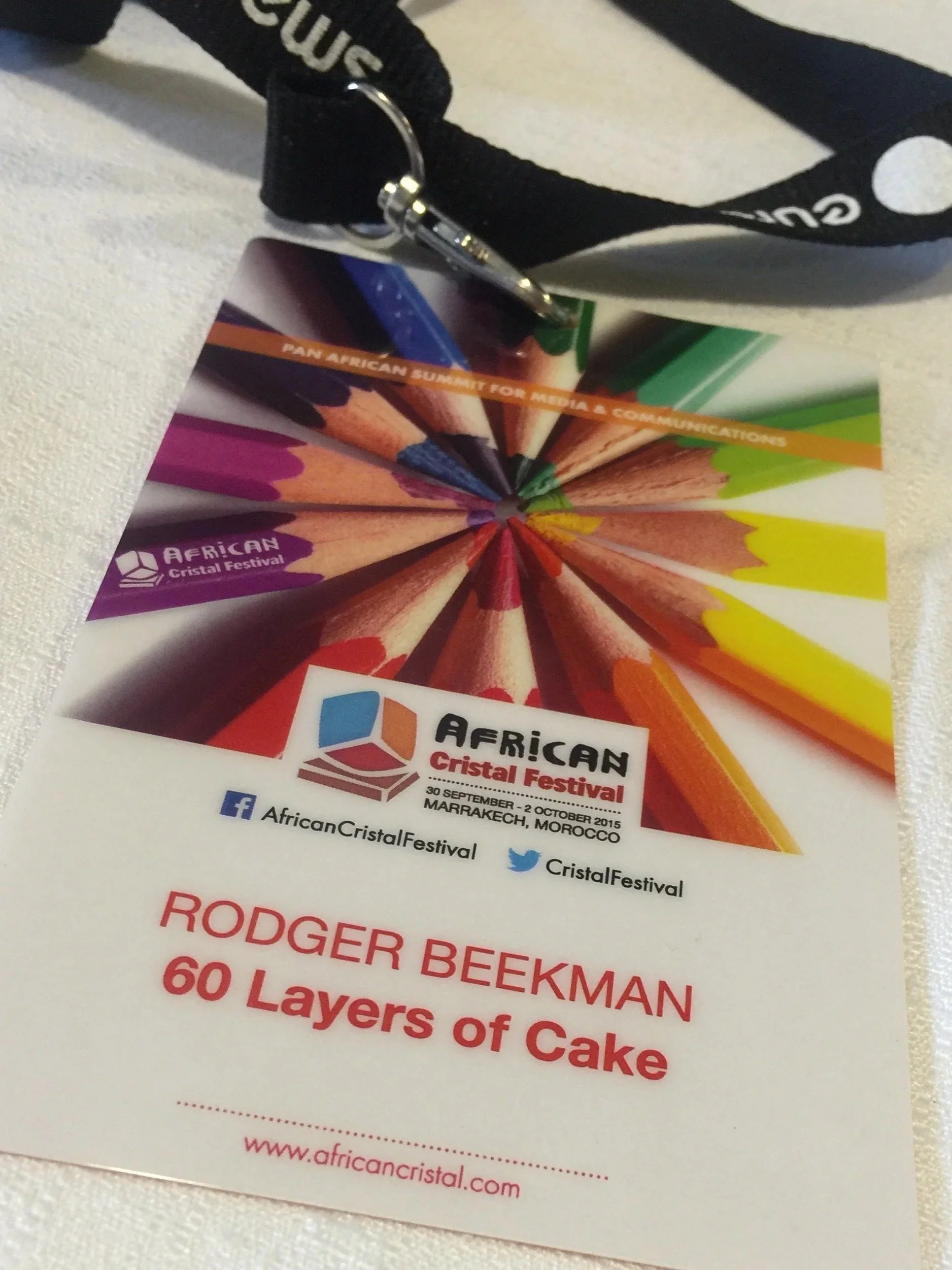 Jury and keynote speaker badge for a festival in Africa.