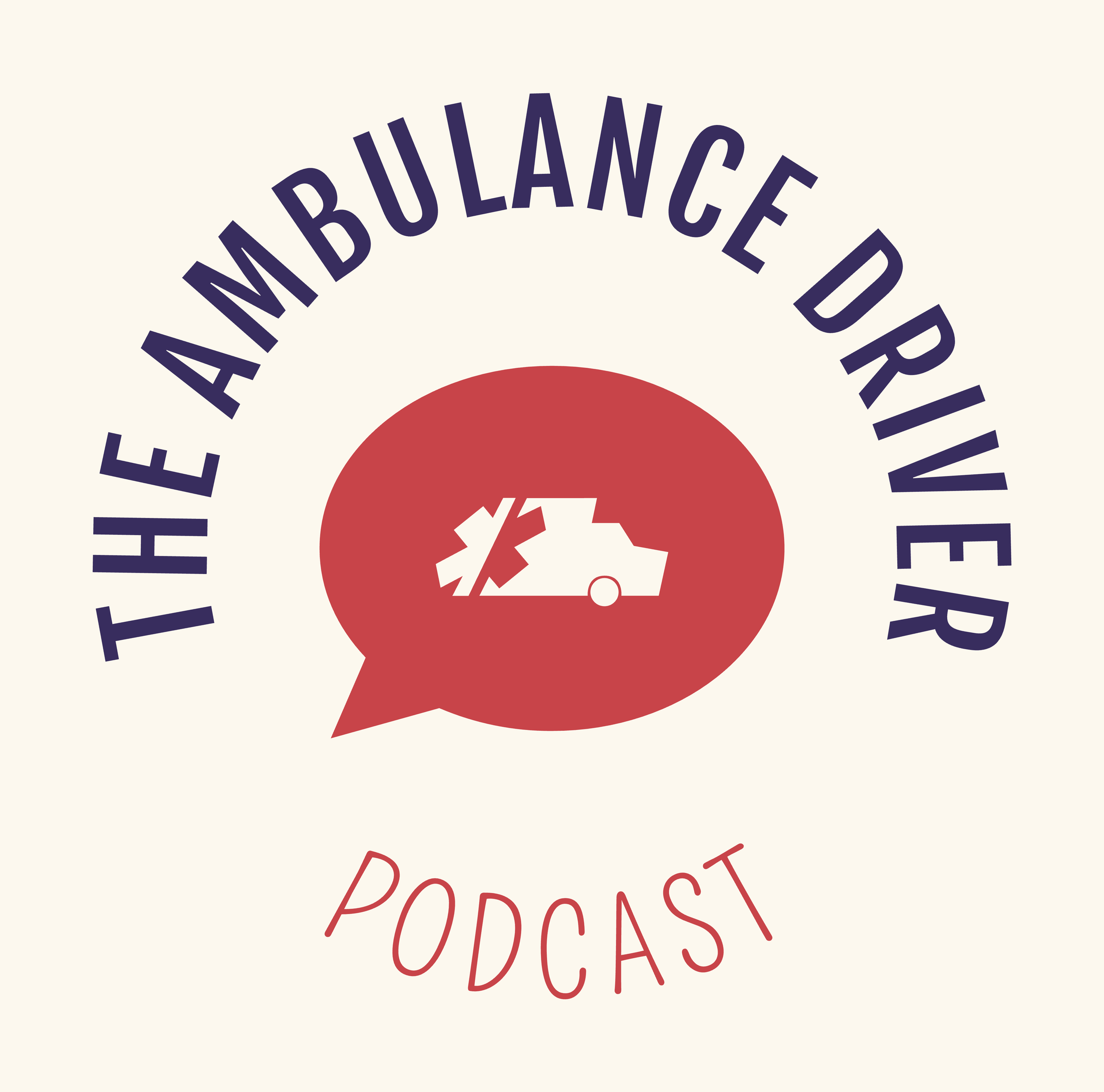 Design with text in a circular pattern reading 'The Art of Balance' around a red circle with white arrows and text inside that reads 'Podcasts'.