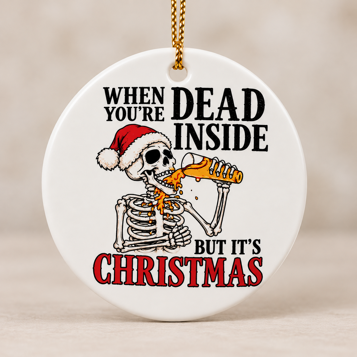 Funny Skeleton Ceramic Christmas Ornament
