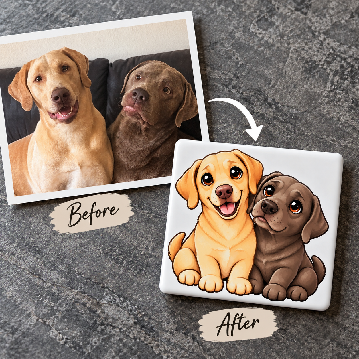 Custom 3D Raised Texture Photo Ceramic Art Magnet- Chibi Style Artwork