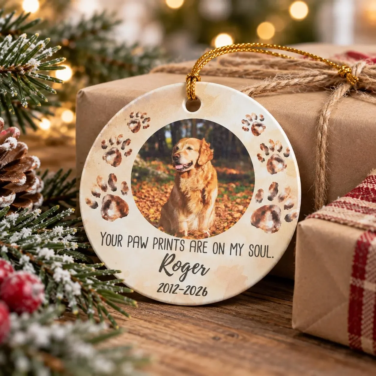 Pet Memorial Personalized Christmas Ornament (Ceramic)