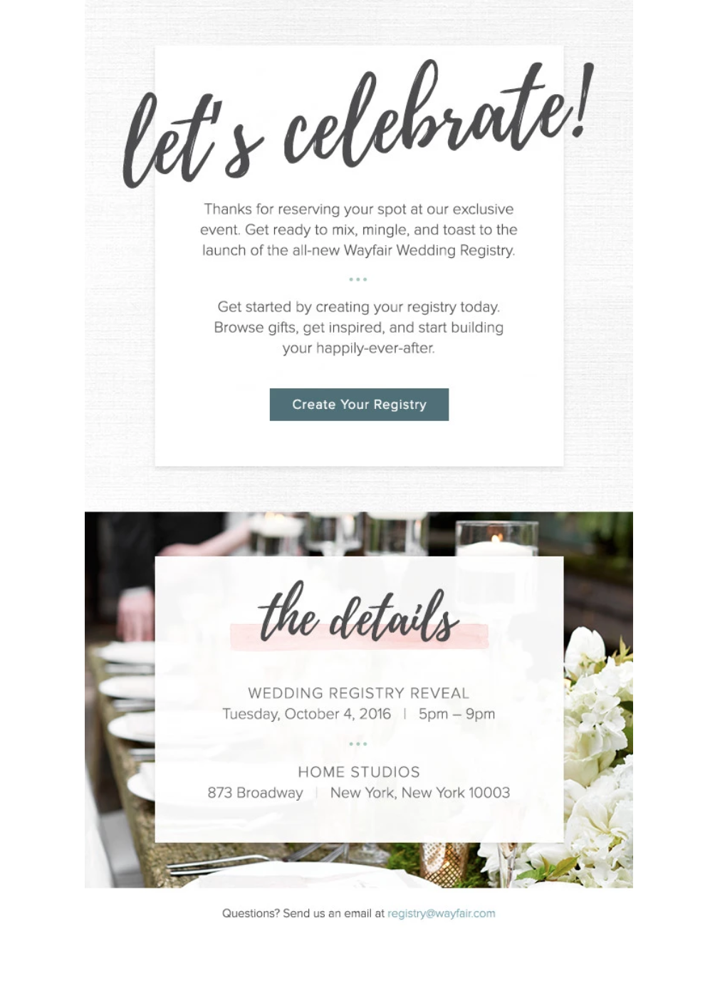 Wayfair Registry · Launch invitation