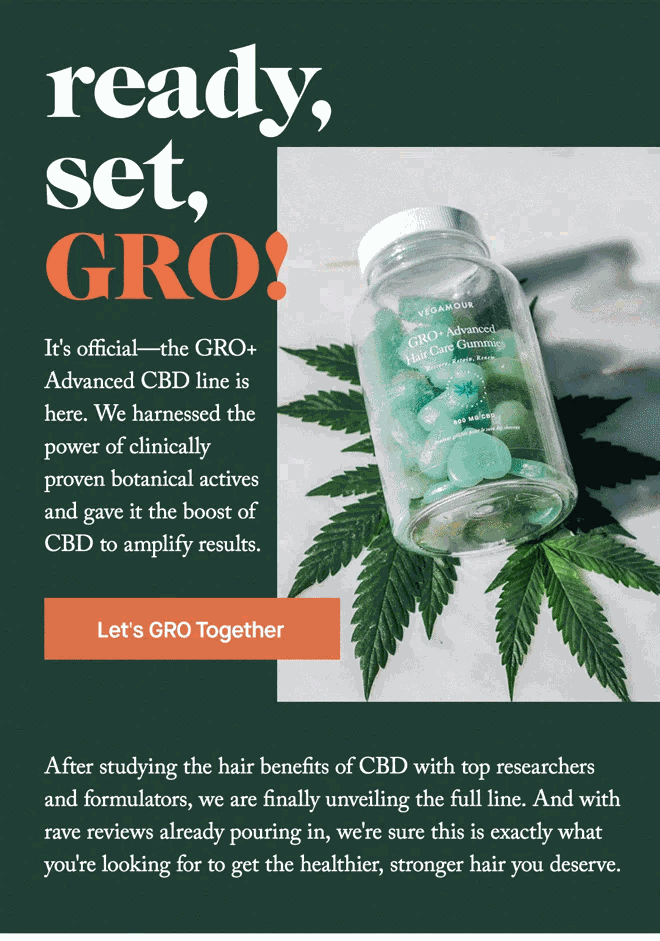 Vegamour — Ready, Set, GRO! email creative