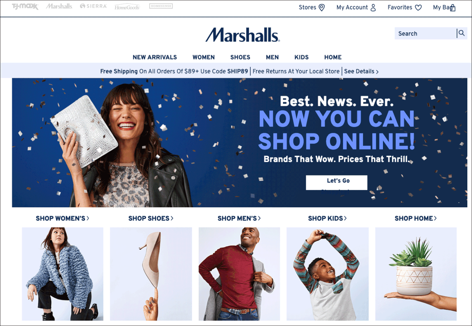 Marshalls · 2019 launch homepage