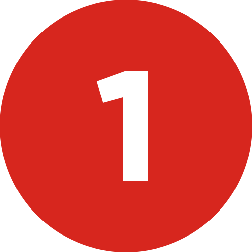A red circle with a black number one in the center