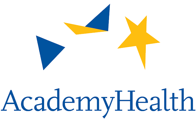 AcademyHealth logo with blue and yellow geometric shapes above the organization name