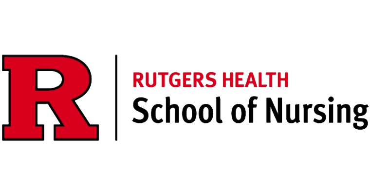 Rutgers Health School of Nursing logo with a large red Rutgers R symbol