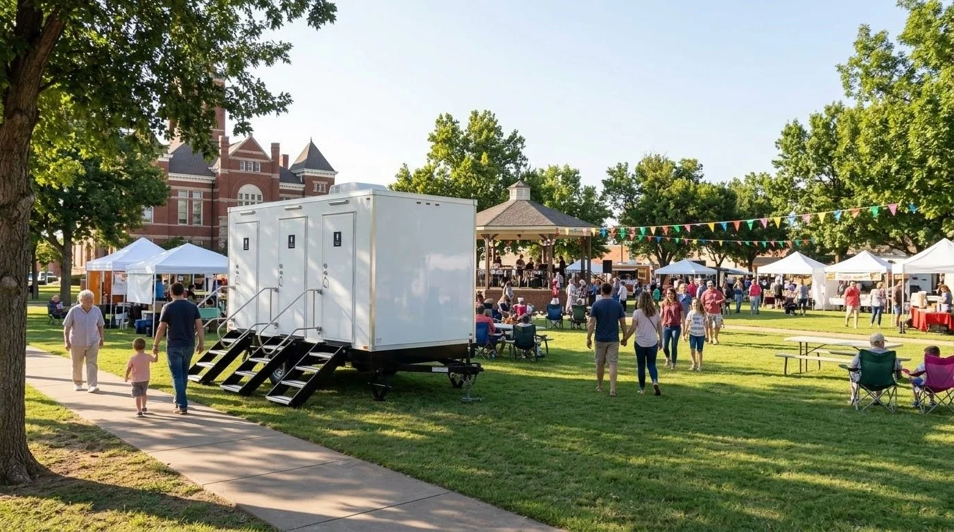 A community outdoor event in a park with tents, a gazebo, and people walking and sitting on grass, with onlookers enjoying the day.