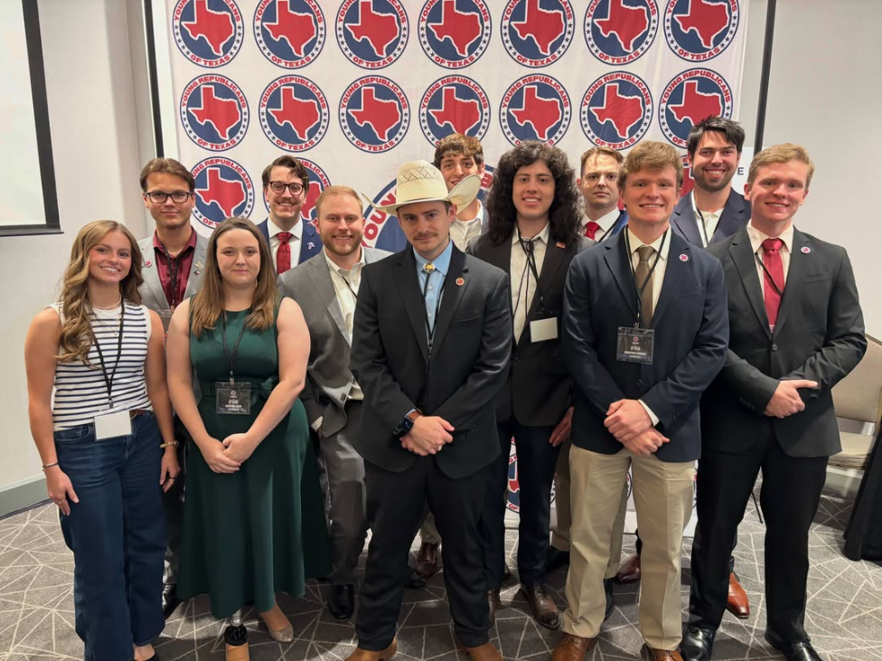 Group of young adults in formal attire posing at a Young Republicans of Texas event