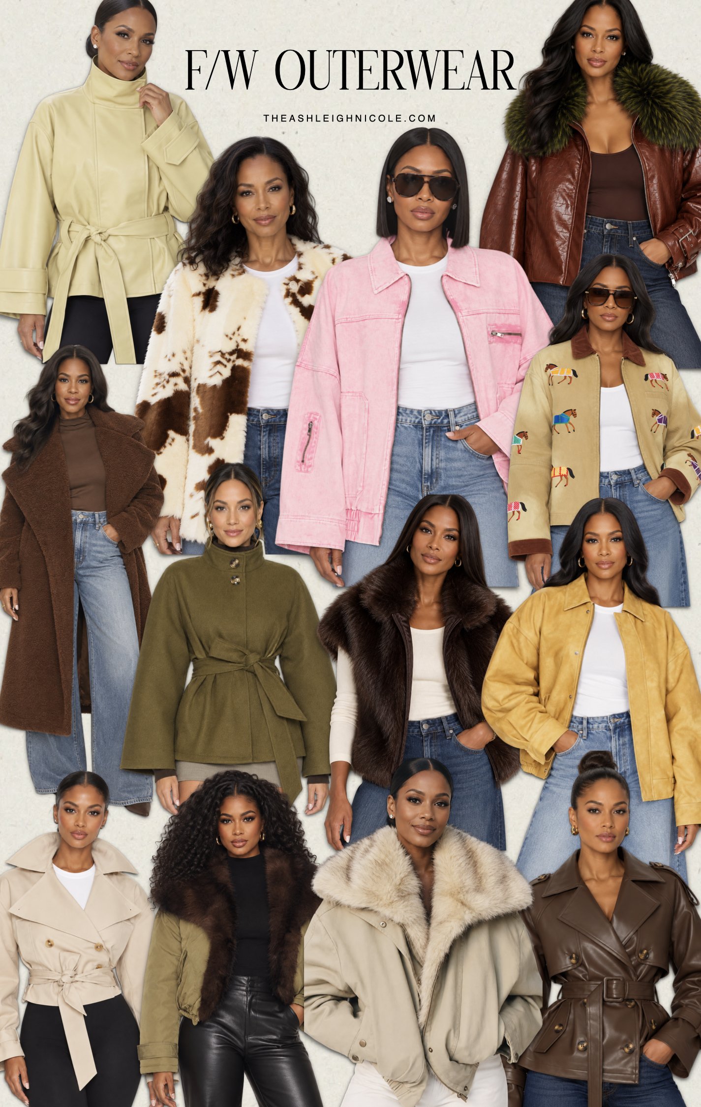 Trendy fall and winter outerwear.