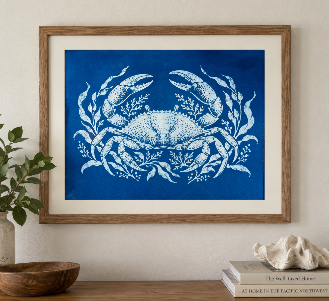 Coastal Crab — Handmade Cyanotype Art Print