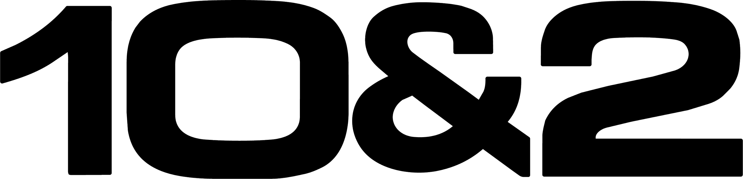 Outline of the text '10 & 2' in large, bold font.
