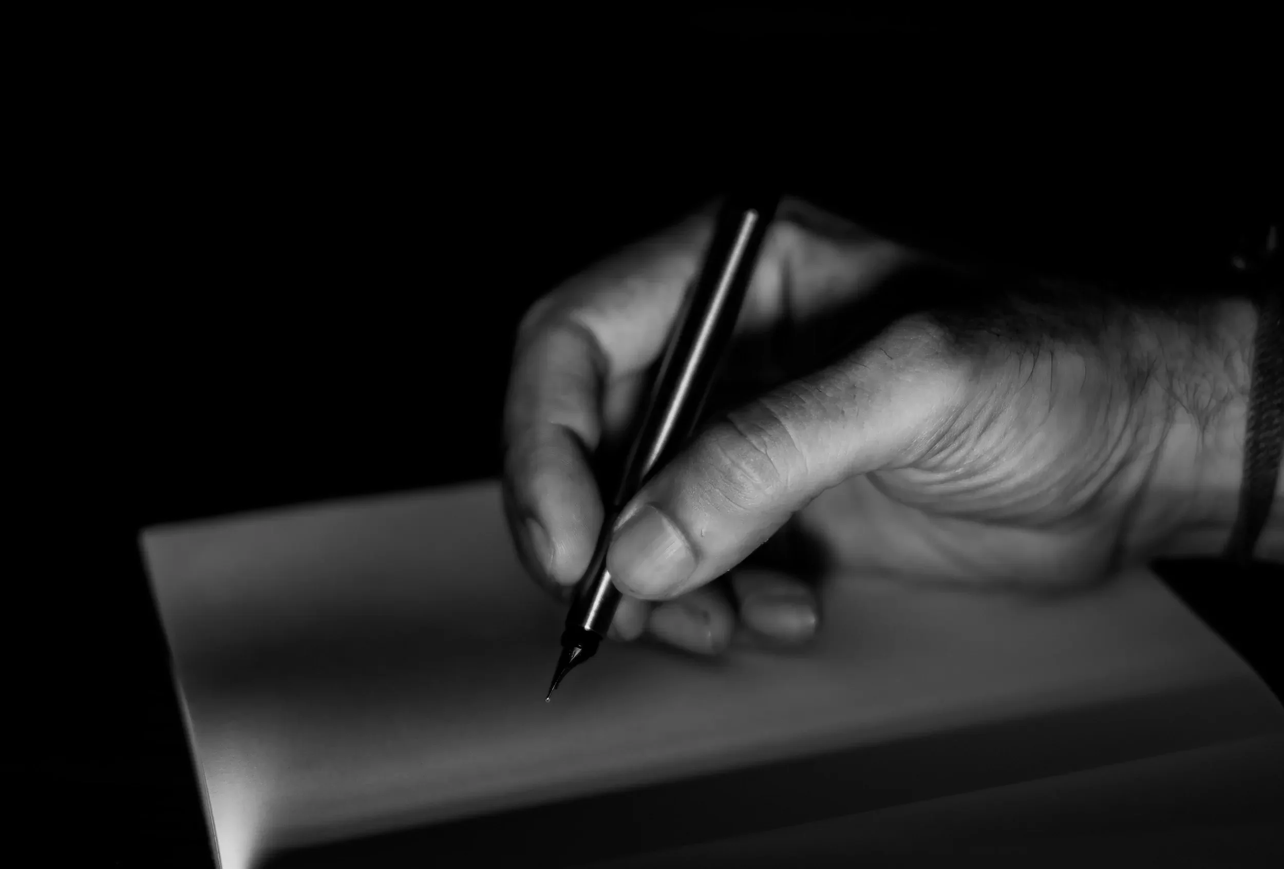 Hand writing with fountain pen