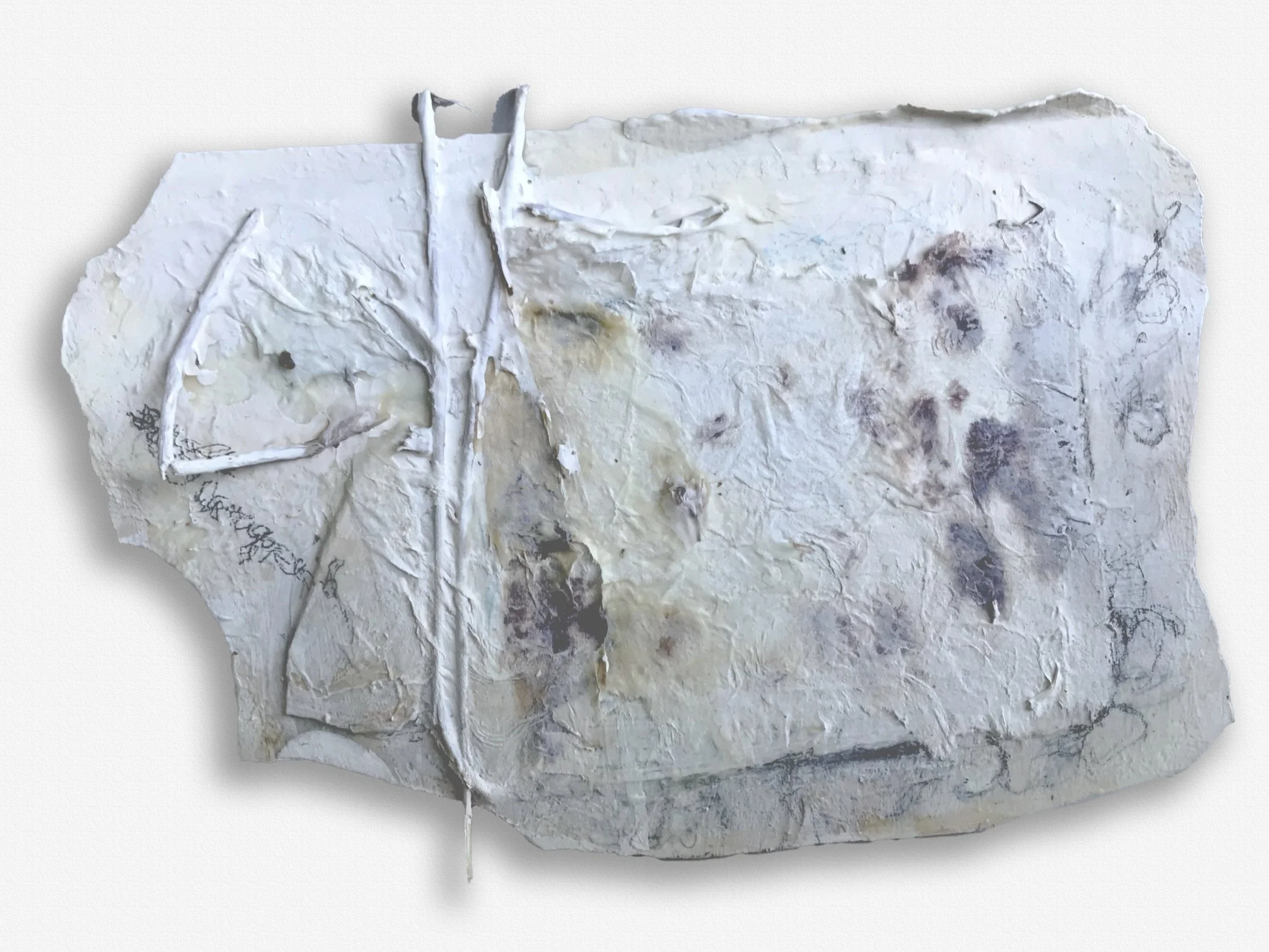 7"x51/2" plaster, paper, paint, glue, stain, pencil, organic material $100.