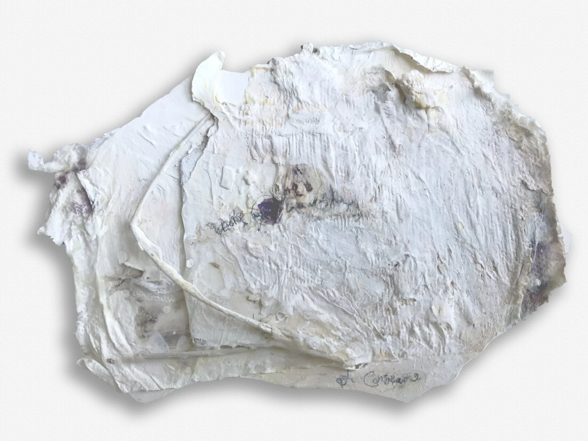7"x51/2" plaster, paper, paint, glue, stain, pencil, organic material $100.