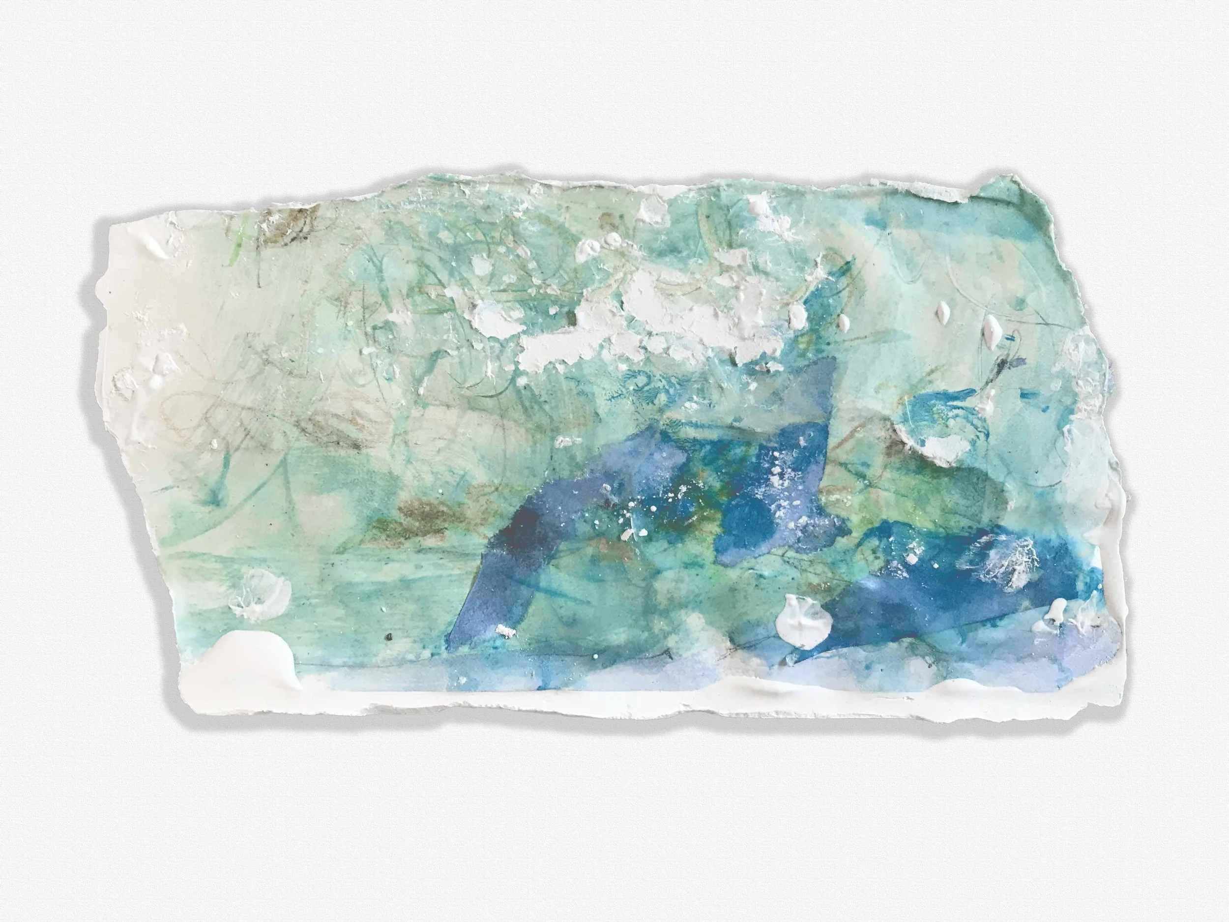 9"x6" plaster, paper, crayon, pencil, paint $150.