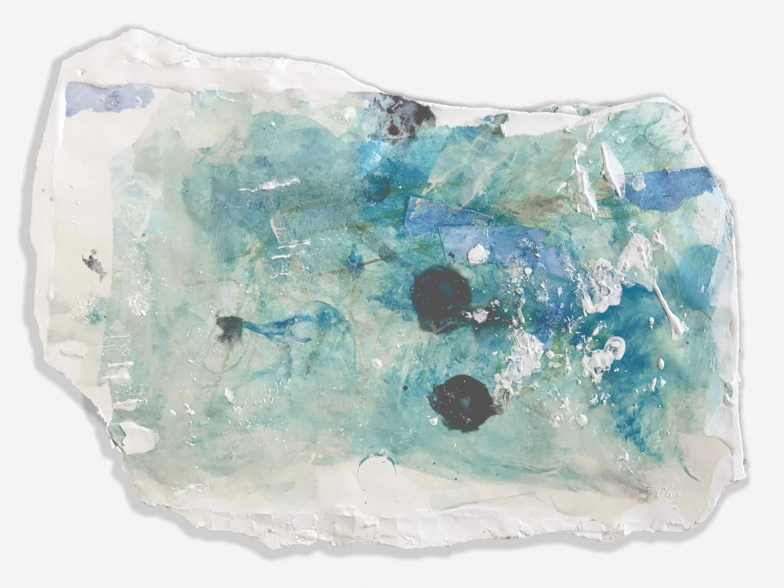 9"x61/2" plaster, paper, crayon, pencil, paint. stain $150.
