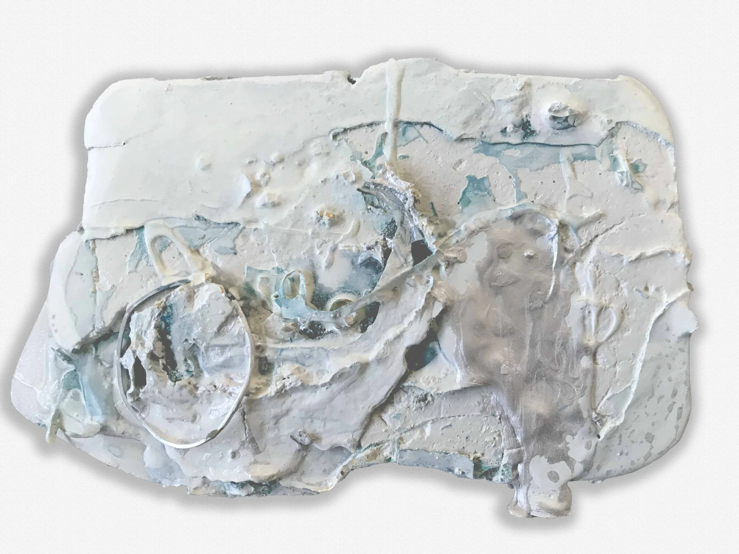 7" x 3" plaster, paint, rubber band, organic material $85.