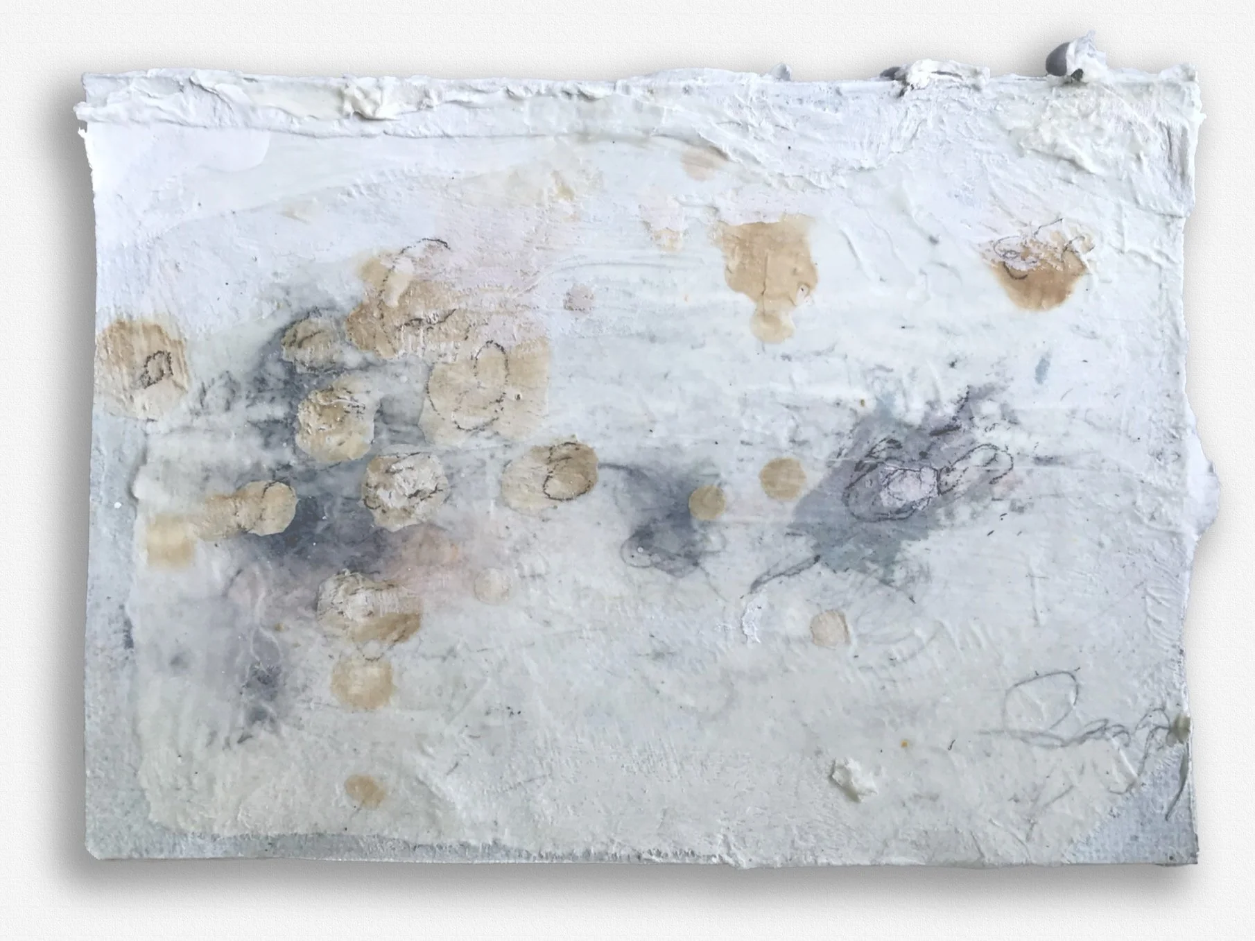 33/4"x5/14" paper, stain, glue pencil, paint $45.