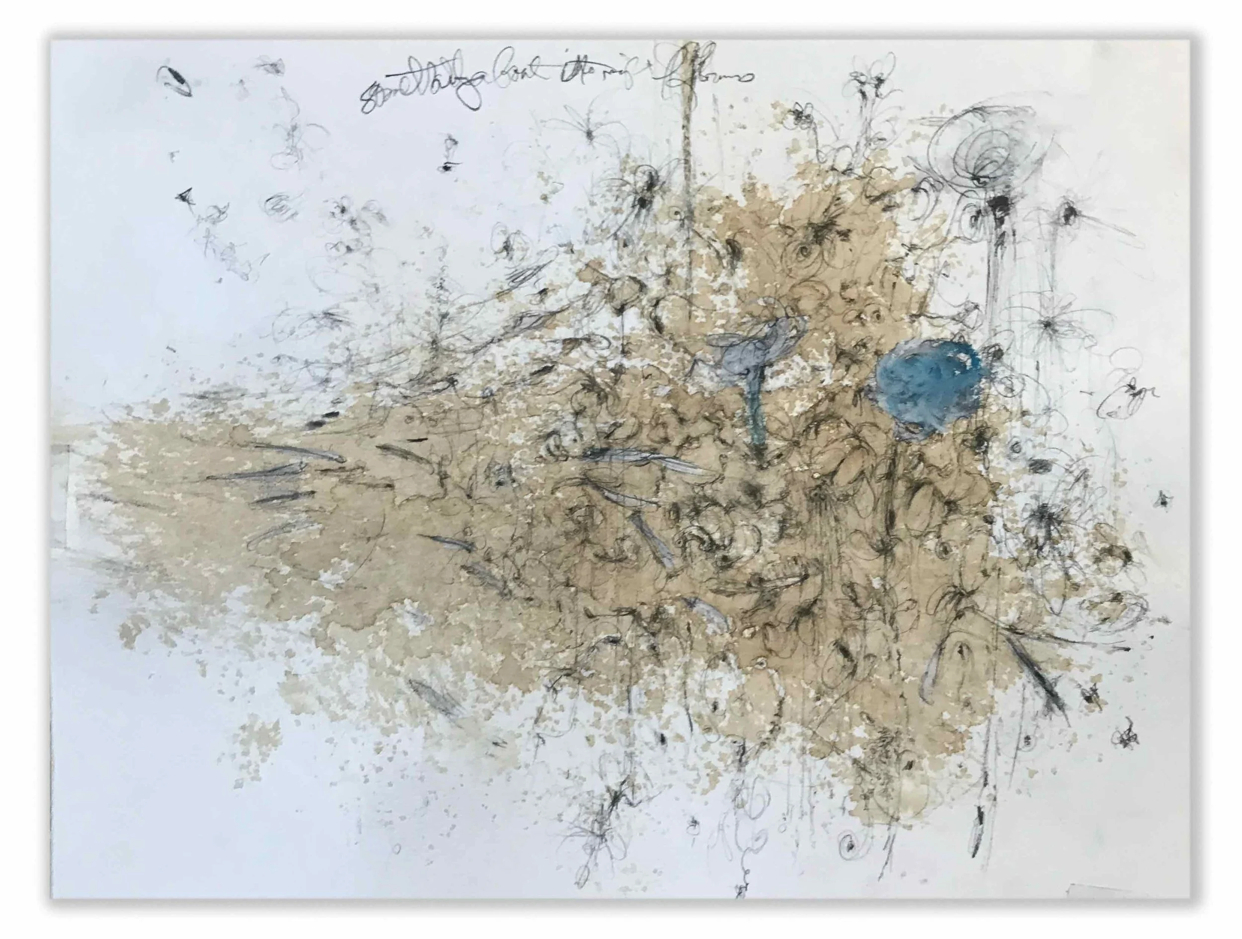 Stain 5, 9" x 12" coffee stain, crayon, pencil pastel on paper $300.